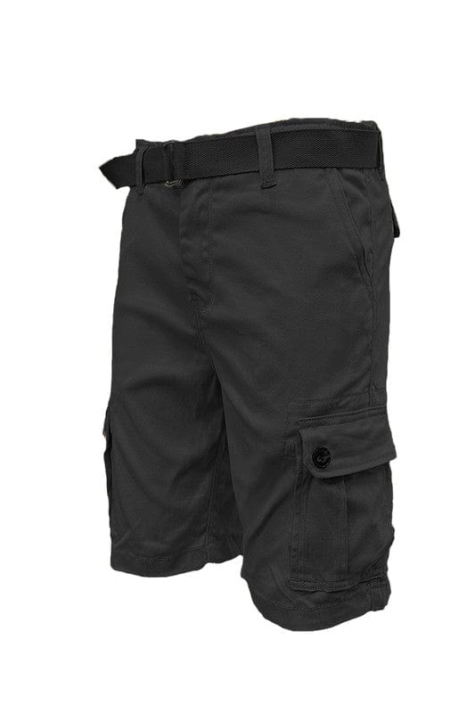 Weiv Mens Belted Cargo Shorts with Belt WEIV BLACK / 2XL