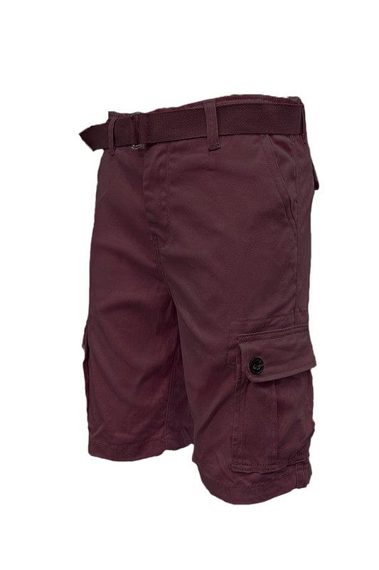 Weiv Mens Belted Cargo Shorts with Belt WEIV BURGUNDY / 30