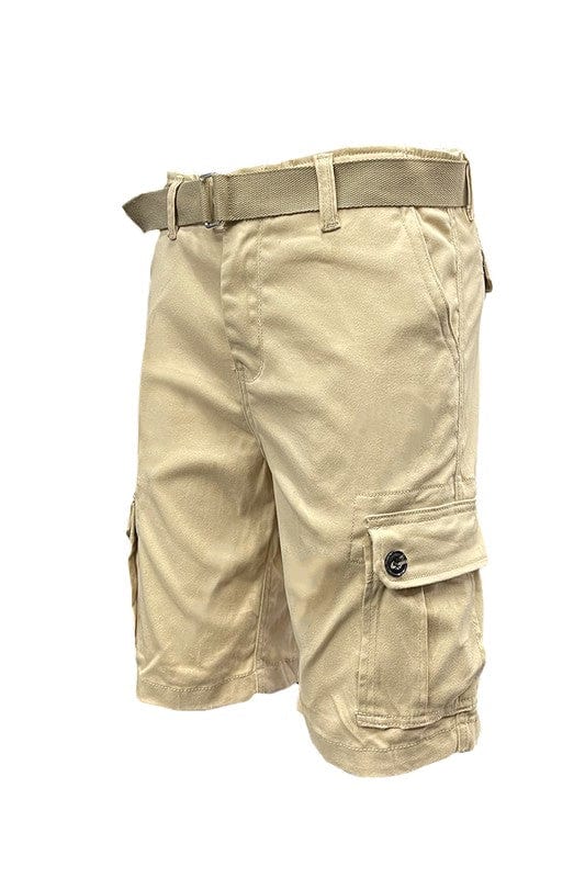 Weiv Mens Belted Cargo Shorts with Belt WEIV KHAKI / 2XL