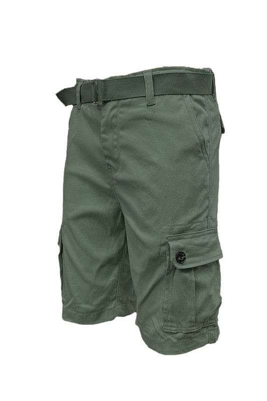 Weiv Mens Belted Cargo Shorts with Belt WEIV OLIVE / 30